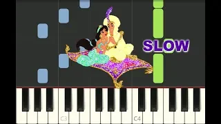 SLOW SUPER EASY piano tutorial "A WHOLE NEW WORLD" Aladdin, Disney, with free sheet music (pdf)