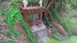 30 days of build the most beautiful underground luxury resort house ,waterfall pool with dolphin