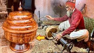How 80 year old Carpenter to make a Beautiful Wooden Hotpot ||  Ingenious Wooden Hotpot Making