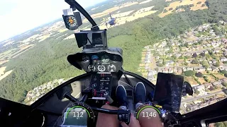 Robinson R44 Helicopter take off inside the cockpit