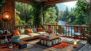 Happy April In Mountain Ambience | Smooth Jazz Music In The Porch And Cozy Coffee For Relax