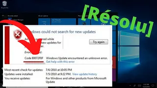 Code d'erreur 0x80072F8F- Problème de mise à jour - Windows Update