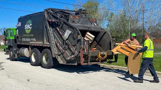 SBC Waste Autocar ACX Leach 2Rlll Rear Loader Garbage Truck Packing Bulk at the Spring Cleanup
