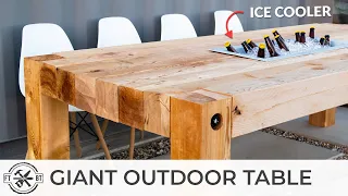 GIANT Outdoor Dining Table with Cooler | How to Woodworking