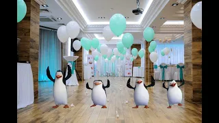 Pingüins dancing in a party