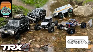 Team Dustmouth Crawl session. New location. 2 Axial Capra’s and 3 Traxxas Trx4’S RIP KEN BLOCK