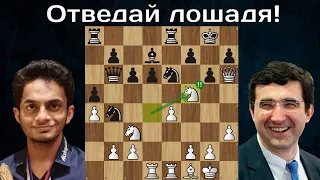 Пожертвовал КОНЯ и ЛАДЬЮ! 💥 В.Крамник - Н.Сарин 🏆 Титульный вторник 2023 ♟ Шахматы