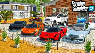 BUILDING $5,000,000 MANSION GARAGE! (BUGATTI LVN + OVERKILL 6X6) | Farming Simulator 22