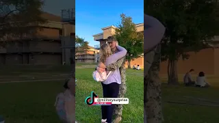 Soldier coming home to surprise wife and see her baby daughter for the first time #shorts #fyp