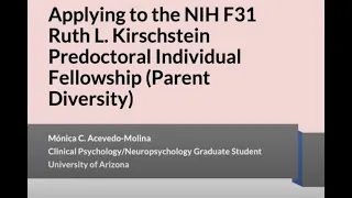 Applying to the NIH F31 Ruth L. Kirschstein Predoctoral Individual Fellowship