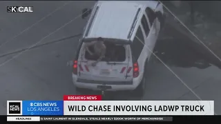 LAPD SWAT surrounds suspect that stole LAWDWP truck, rammed several vehicles