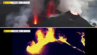 CSIC: las cuatro bocas del volcán de La Palma en plena erupción (22/10/2021) ICMAN-CSIC IGME-CSIC