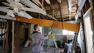 Removing the LVL Beam from the Ceiling // 1930's Farmhouse Renovation Ep 49