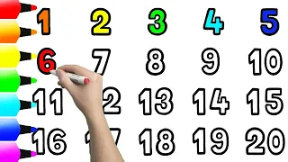 1234567890 | How to Draw Numbers  to 20 Easy Step by Step for Kids Kids & Toddlers | Ks Art