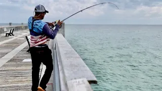 I HOOKED UP TO A GIANT PIER FISH INSTANTLY DOING THIS!