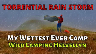 TORRENTIAL HEAVY RAIN WILD CAMPING in a STORM Helvellyn Lake District UK Abisko Lite 1 Tent Test