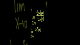 Limit of tan(px)/tan(qx) as x approaches zero by using L'Hopital's Rule #shorts