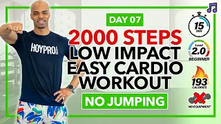 15 MIN Easy Step Cardio HIIT Workout (Low Impact) | 2000 Steps Cardio - Day 7