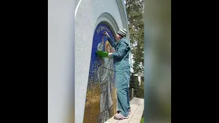 Украина мозайка мозаика смальта Иисус. художественная мозаика. mosaic process. смальта Украина