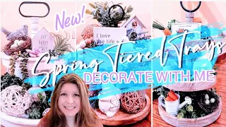 🌷SPRING TIERED TRAYS 2023 | SPRING/EASTER TIERED TRAYS DECORATE WITH ME | Spring Decor Ideas