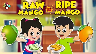 Raw VS Ripe Mango | Mango Challenge | Animated Stories | English Cartoon | PunToon Kids