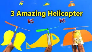 3 Amazing flying Rubberband helicopter , how to make RubberBand propeller plane , flying Air plane