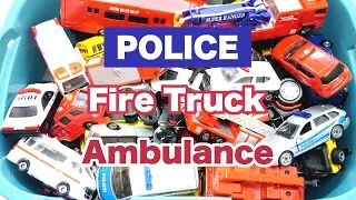 Box full of cars , siku & TOMICA  | Police car | Fire truck | Ambulance Collection for kids トミカ　ジク