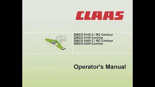 Claas Disco 9100 C/RC Contour Disco 9100 Contour Disco 8400 C/RC Contour Disco 8400 - User Manual