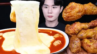 응급실떡볶이 치즈추가 허니콤보 치킨 먹방ASMR MUKBANG SPICY TTEOKBOKKI & CHEESE & FRIED CHICKEN トッポッキ チキン eating sounds