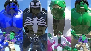 Blue Hulk,Venom,Lizard,Hulk Transformation - LEGO Marvel Super Heroes Games