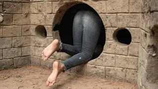 GIRL LIVE OFF GRID ALONE, BUILD DEEP TUNNEL UNDERGROUND HOUSE