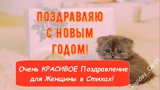 Поздравление ЖЕНЩИНЕ, С Новым Годом! Очень КРАСИВАЯ, ПРИКОЛЬНАЯ и ЯРКАЯ Открытка в Стихах Женщине