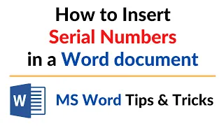 How to Insert Serial Numbers in a Word document