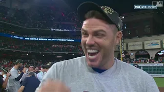 Freddie Freeman's WHOLESOME Postgame interview after Braves win World Series