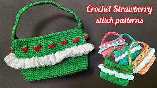 Rajut motif strawberry || Crochet Strawberry stitch pattern