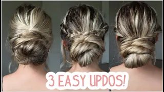 3 EASY LOW BUN UPDO HAIRSTYLES! Great for Beginners! Short, Medium & Long Hairstyles