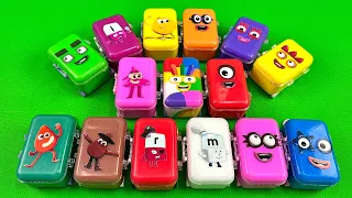 Looking Numberblocks, Colourblocks Suitcase with CLAY Coloring! Satisfying Slime Video ASMR