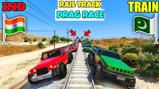 India Vs Pakistan | Gta 5 Indian Cars Vs Pakistan Cars Mega Rail Track Drag Race | Gta 5 Gameplay