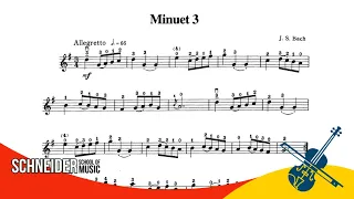 15 - MINUET 3, J. S. BACH | Suzuki Book 1 | Violin Sheet Music | Partitura para Violino