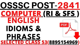 2841 ARI AMIN SFS EXCISE CONSTABLE FOREST GUARD CHT CTET I COMPUTER & ENGISH IDIOMS & PHRASES I