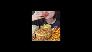 ASMR KFC FOOD  FRIED CHICKEN BURGER SANDWICH   SPICY FRIES MUKBANG   EATING SOUNDS  shorts
