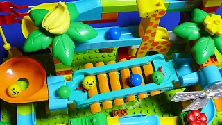 Marble Run Race ASMR ☆ Building Block Jungle Colorful Ball 170 Pieces