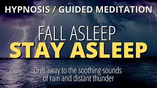 Hypnosis To Fall Asleep Stay Asleep (Strong!) | Relax To Soothing Rainfall | Black Screen