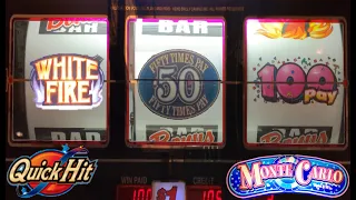 Old School Casino slots! 100 Pay! Big Monte + 50 Times Pay + White Fire Quick Hits Slot play!