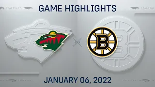 NHL Highlights | Wild vs. Bruins - Jan. 6, 2022