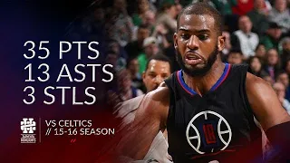 Chris Paul 35 pts 13 asts 3 stls vs Celtics 15/16 season