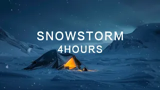 Taking shelter from the blizzard inside a tent | snowstorm relaxing for sleep