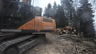 Case CX 210D mit Woody H70 - VALENTINI V850 / Seilbahn und Baggerprozessor 🌲