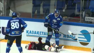 Жуткая травма Сергея Калинина / Omsk's captain Sergei Kalinin suffers scary head injury