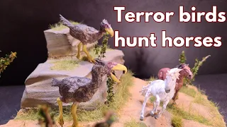 Terror birds hunt horses Prehistoric Diorama #diorama #terrorbird #miniature #dinosaur